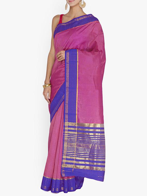 purple art silk bordered saree with blouse - 15250894 - Zoom Image - 1