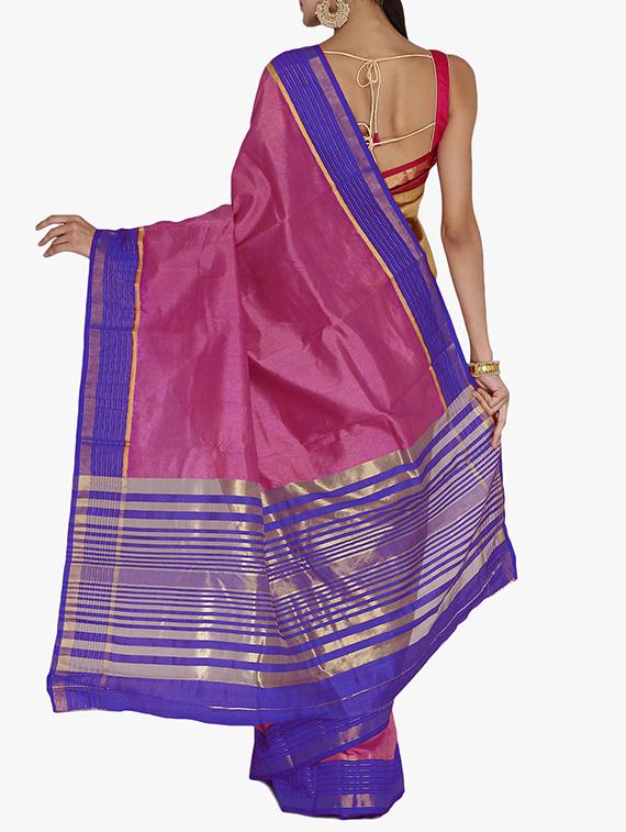 purple art silk bordered saree with blouse - 15250894 - Zoom Image - 2
