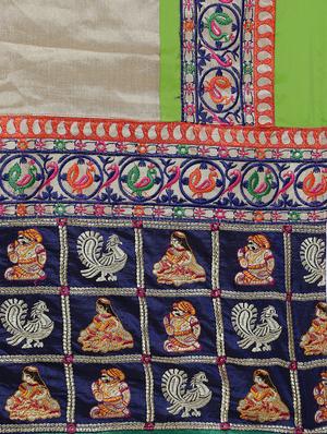 green georgette embroidered saree with blouse - 15250909 - Standard Image - 4