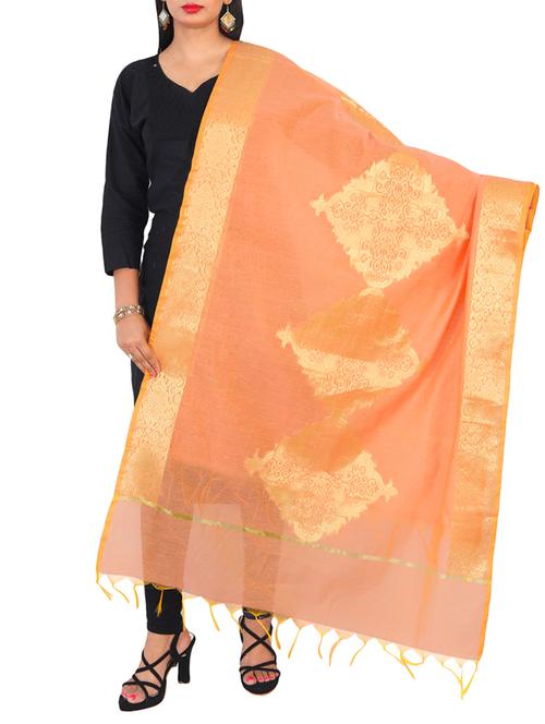 peach chanderi woven dupatta - 15251070 - Standard Image - 1