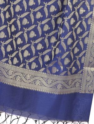 blue chanderi woven dupatta - 15251253 - Standard Image - 2