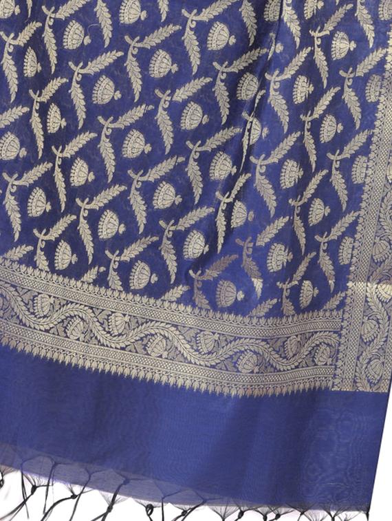 blue chanderi woven dupatta - 15251253 - Zoom Image - 2