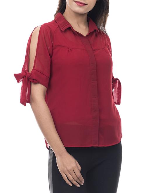 slit sleeve solid top - 15252170 - Standard Image - 1