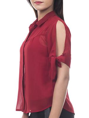 slit sleeve solid top - 15252170 - Standard Image - 2