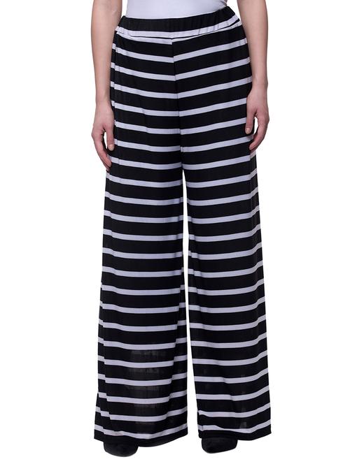 black striped viscose palazzo - 15252387 - Standard Image - 1