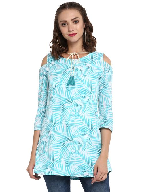 Blue crepe straight kurti - 15252415 - Standard Image - 1