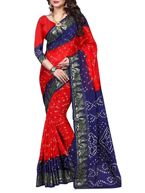 red georgette saree with blouse - 15252897 - Standard Image - 1