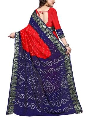 red georgette saree with blouse - 15252897 - Standard Image - 2