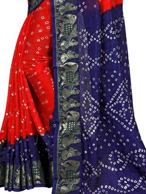 red georgette saree with blouse - 15252897 - Standard Image - 3