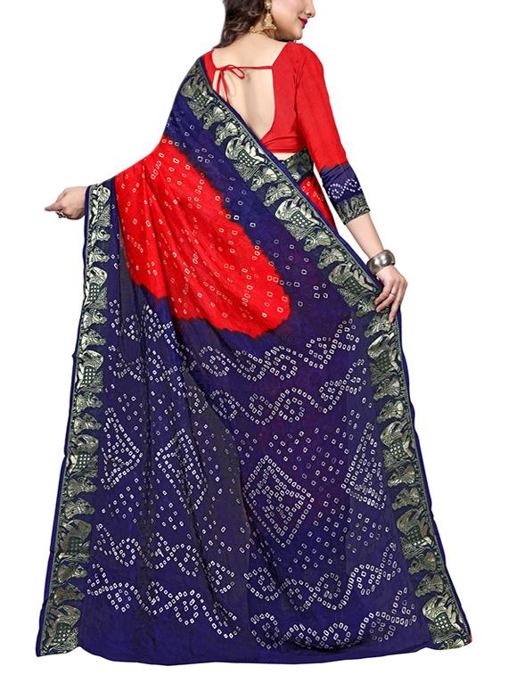 red georgette saree with blouse - 15252897 - Zoom Image - 2