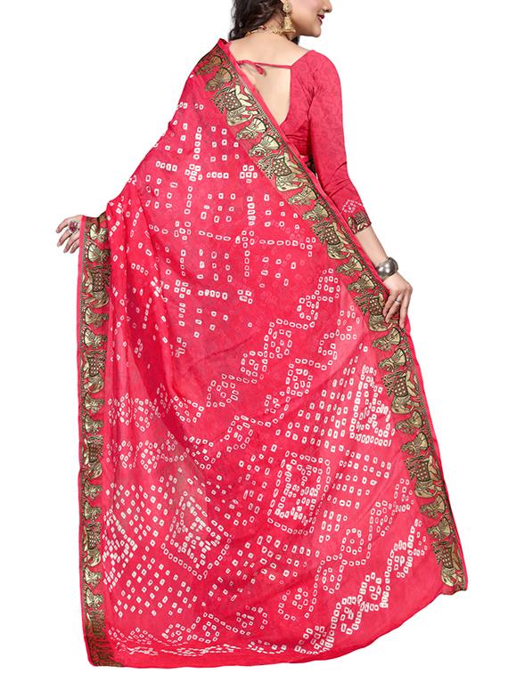 pink georgette saree with blouse - 15252899 - Zoom Image - 2