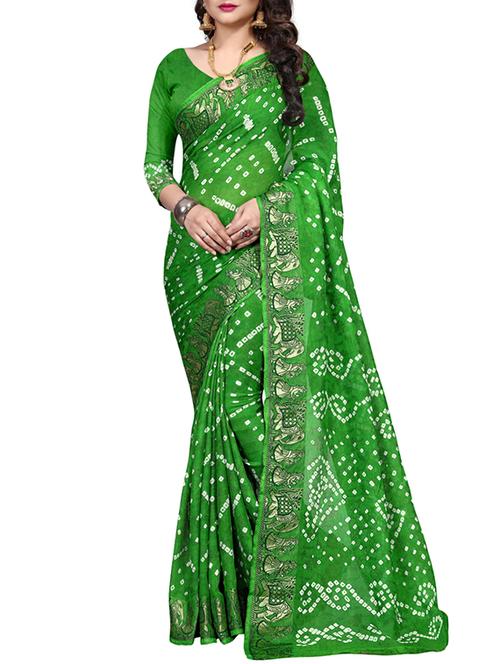 green georgette saree with blouse - 15252907 - Standard Image - 1
