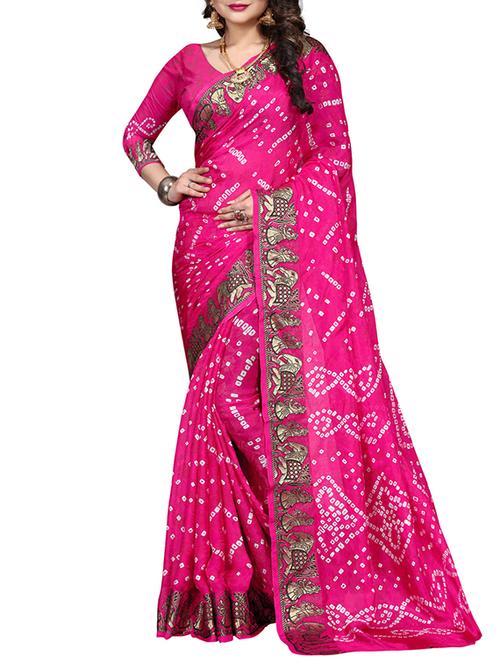 pink georgette saree with blouse - 15252908 - Standard Image - 1