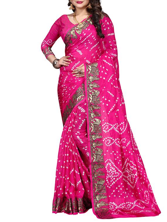 pink georgette saree with blouse - 15252908 - Zoom Image - 1