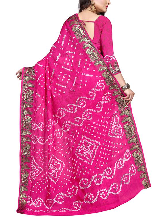 pink georgette saree with blouse - 15252908 - Zoom Image - 2