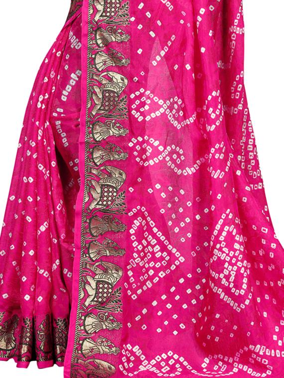 pink georgette saree with blouse - 15252908 - Zoom Image - 3