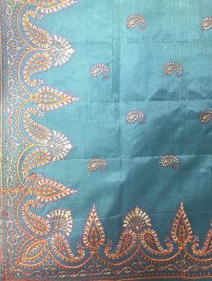 sky blue tussar silk embroidered saree with blouse - 15253013 - Standard Image - 3