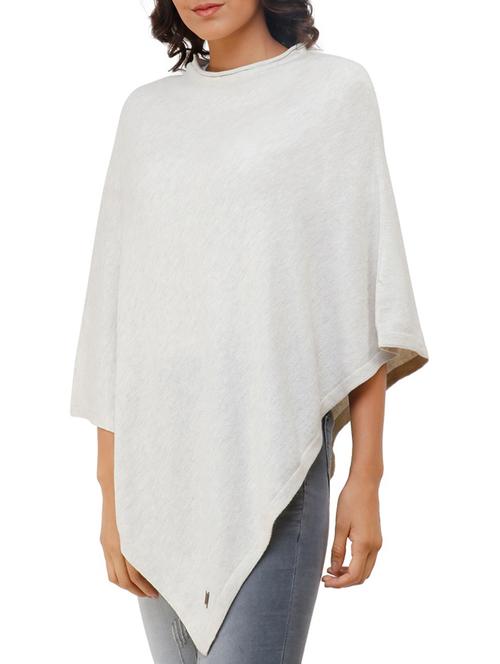 white solid poncho - 15253456 - Standard Image - 1