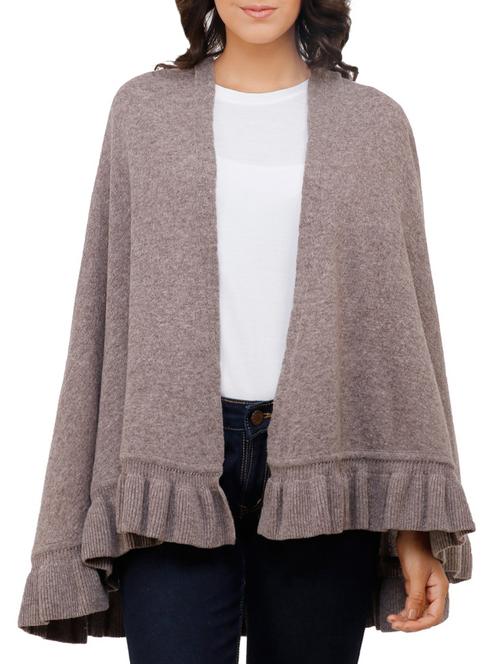 ruffled hem solid cape - 15253460 - Standard Image - 1