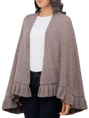 ruffled hem solid cape - 15253460 - Standard Image - 2