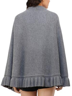 ruffled hem solid cape - 15253461 - Standard Image - 3