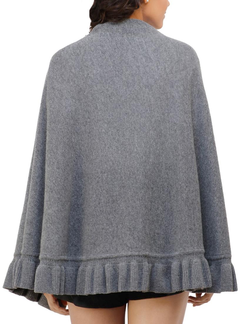 ruffled hem solid cape - 15253461 - Zoom Image - 3