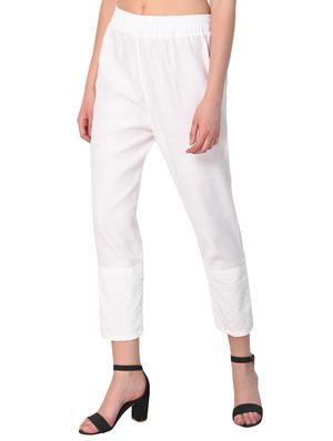 white cotton tapered pant - 15254132 - Standard Image - 2