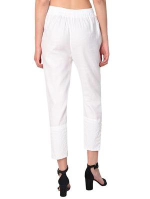 white cotton tapered pant - 15254132 - Standard Image - 3