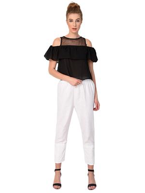 white cotton tapered pant - 15254132 - Standard Image - 4