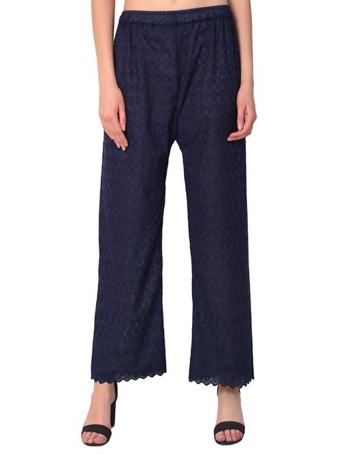 blue cotton flared palazzo - 15254192 - Standard Image - 1