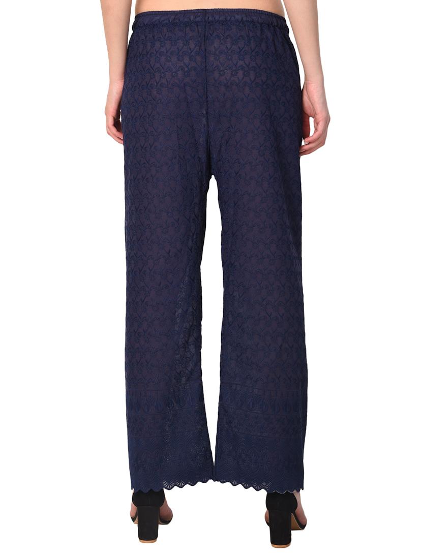 blue cotton flared palazzo - 15254192 - Zoom Image - 3