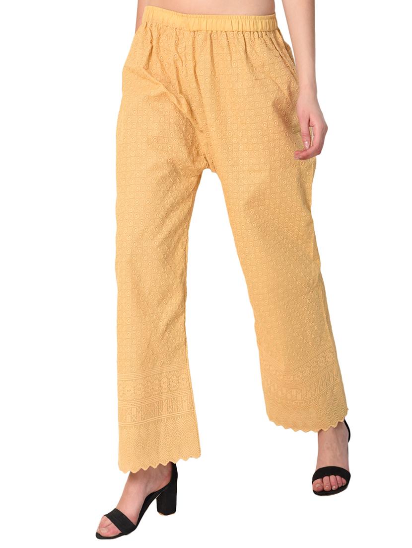 beige cotton straight palazzo - 15254196 - Zoom Image - 2