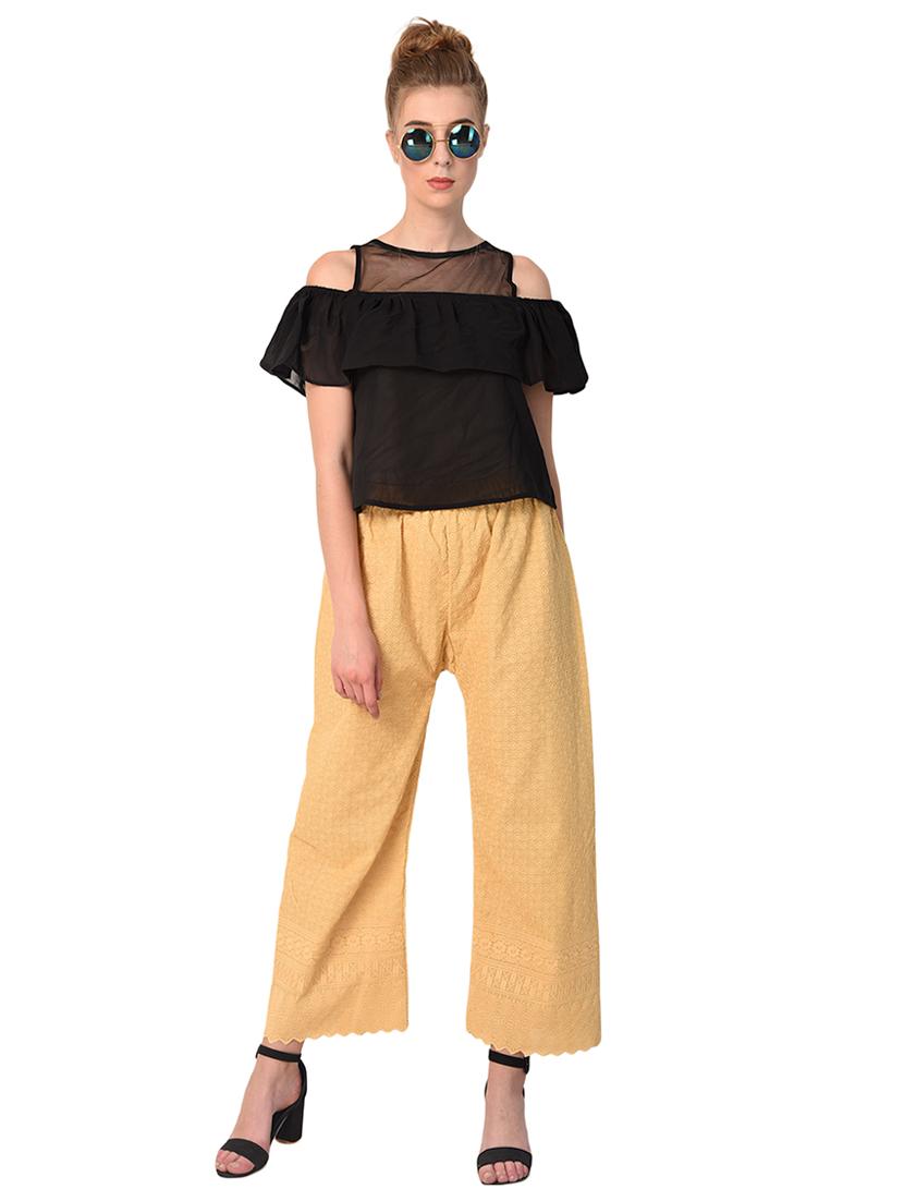 beige cotton straight palazzo - 15254196 - Zoom Image - 4