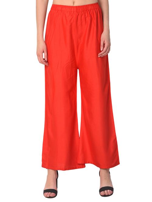 red rayon palazzos - 15254200 - Standard Image - 1