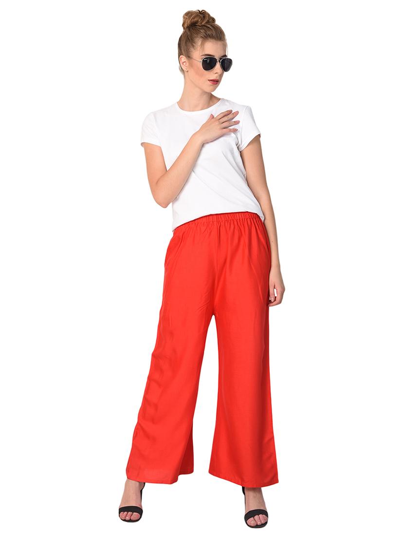red rayon palazzos - 15254200 - Zoom Image - 4