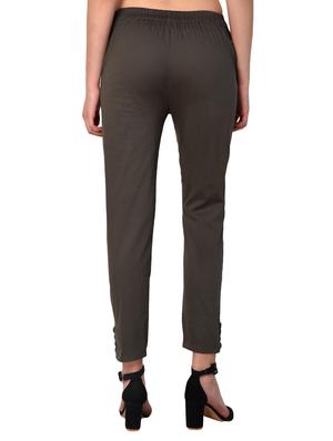 grey cotton lycra flat front trousers - 15254221 - Standard Image - 3