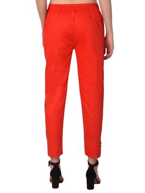 red cotton lycra flat front trousers - 15254224 - Standard Image - 3