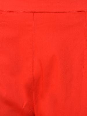 red cotton lycra flat front trousers - 15254224 - Standard Image - 5