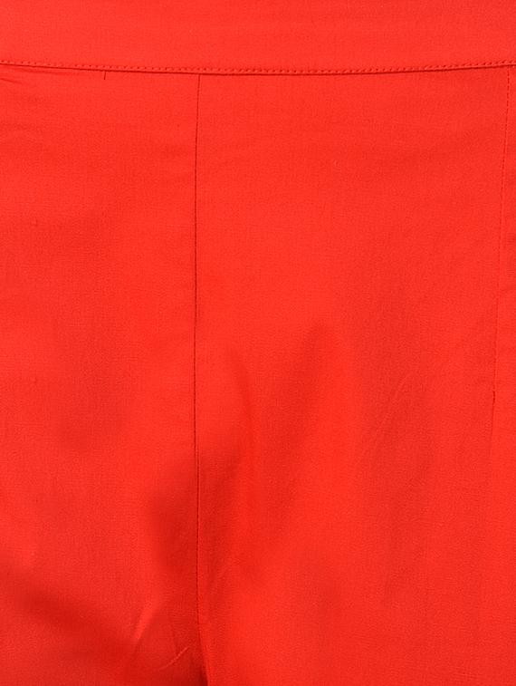 red cotton lycra flat front trousers - 15254224 - Zoom Image - 5