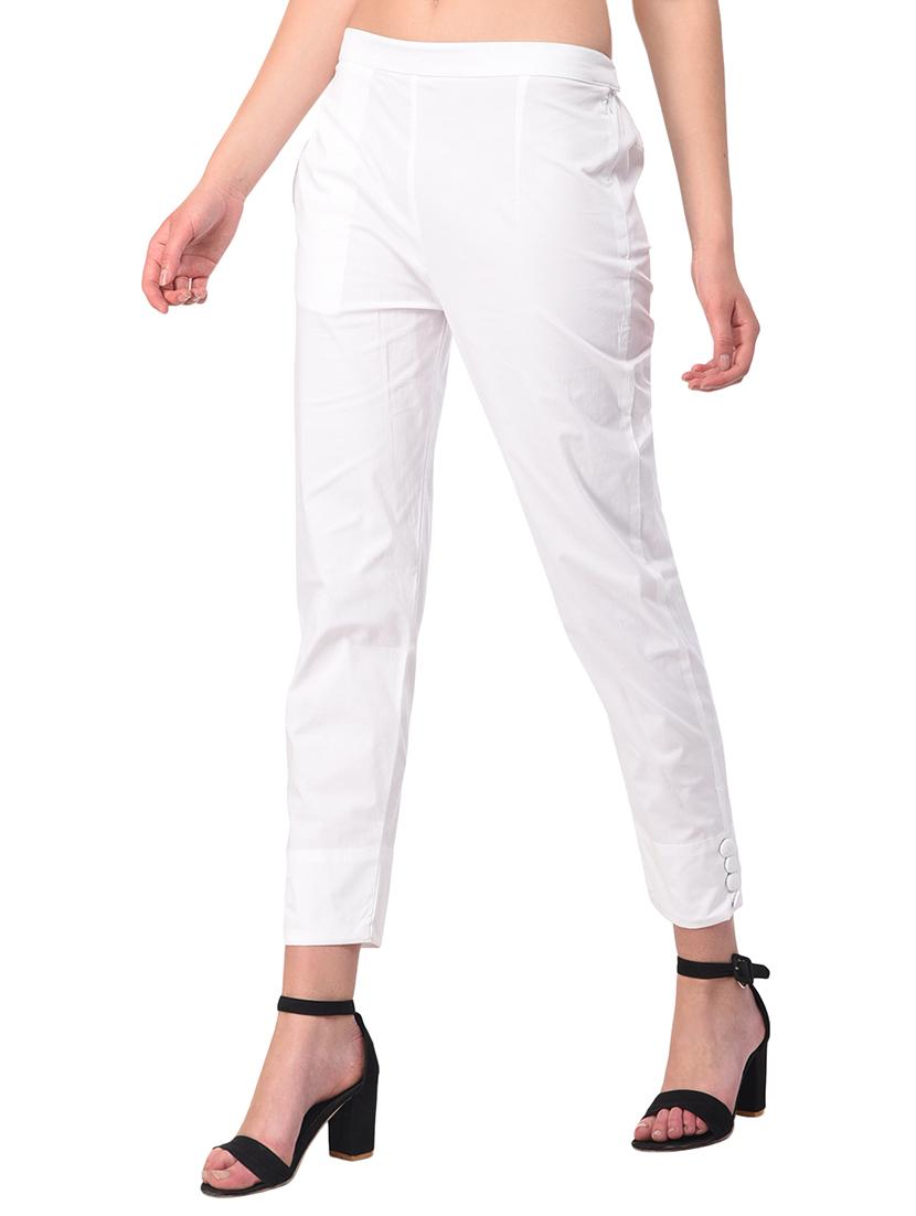 white solid flat front trouser - 15254226 - Zoom Image - 2
