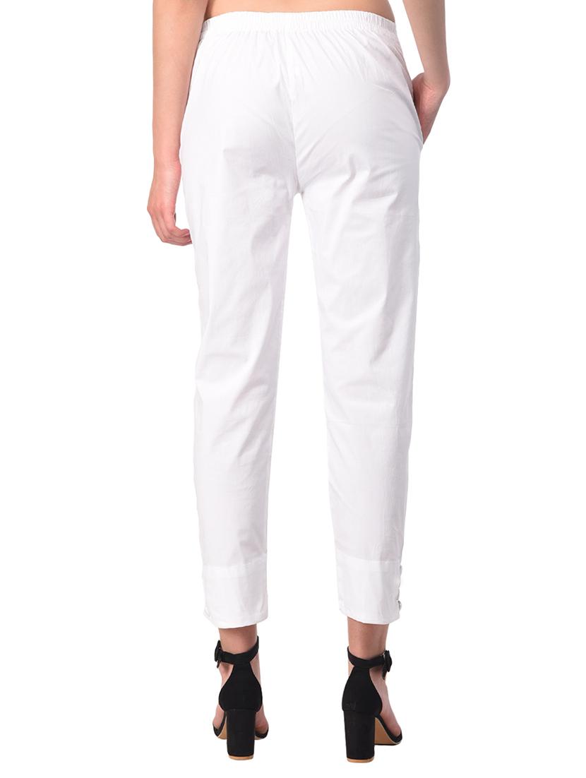 white solid flat front trouser - 15254226 - Zoom Image - 3