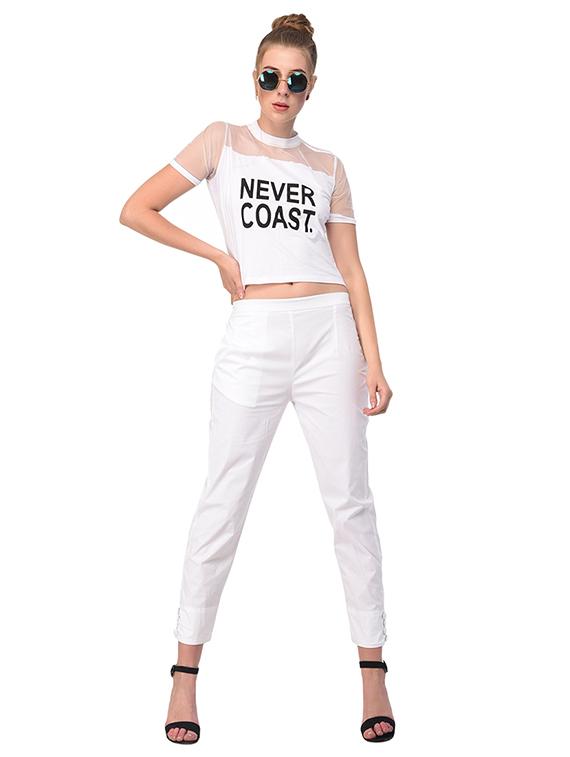 white solid flat front trouser - 15254226 - Zoom Image - 4