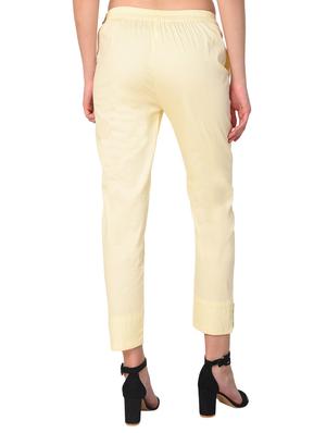 yellow solid flat front trouser - 15254227 - Standard Image - 3