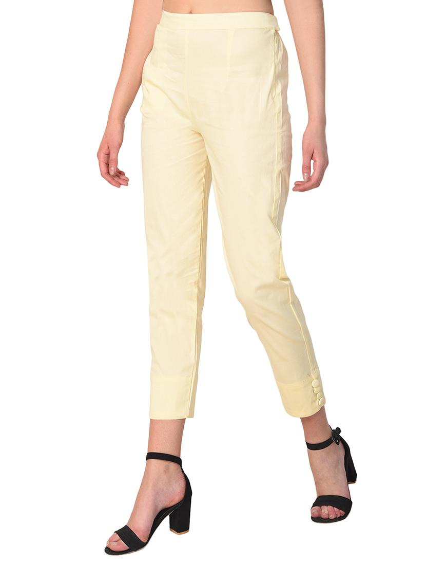 yellow solid flat front trouser - 15254227 - Zoom Image - 2