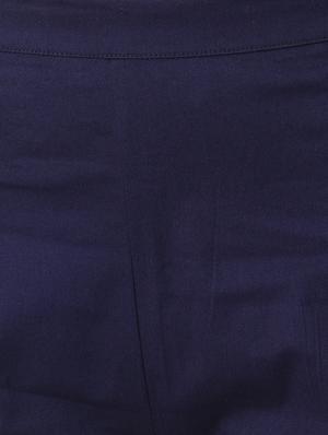 dark blue solid flat front trouser - 15254233 - Standard Image - 5
