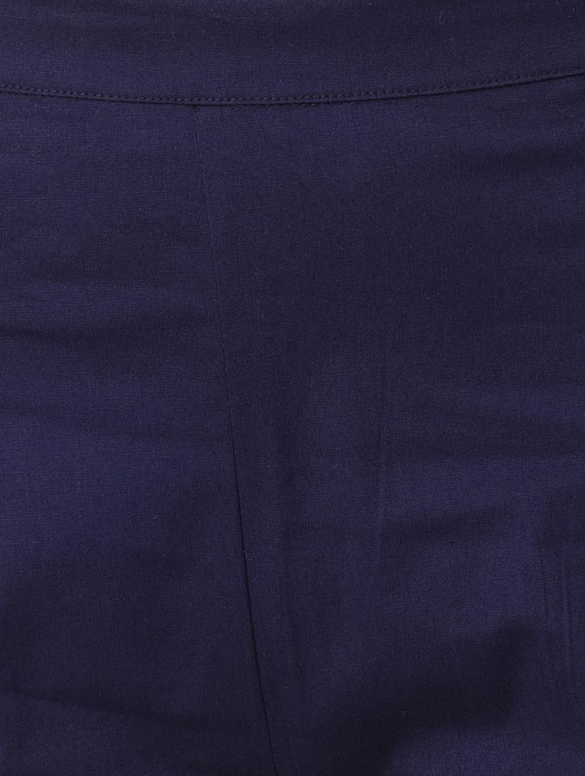 dark blue solid flat front trouser - 15254233 - Zoom Image - 5