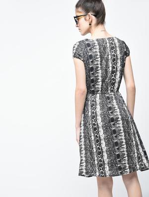 black georgette snake print blouson dress - 15255431 - Standard Image - 3