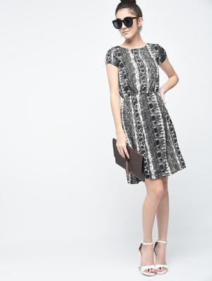 black georgette snake print blouson dress - 15255431 - Standard Image - 4