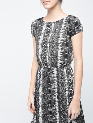 black georgette snake print blouson dress - 15255431 - Standard Image - 5
