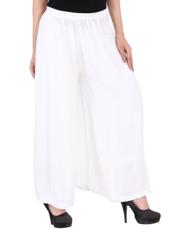 white rayon flared palazzo - 15255664 - Zoom Image - 1